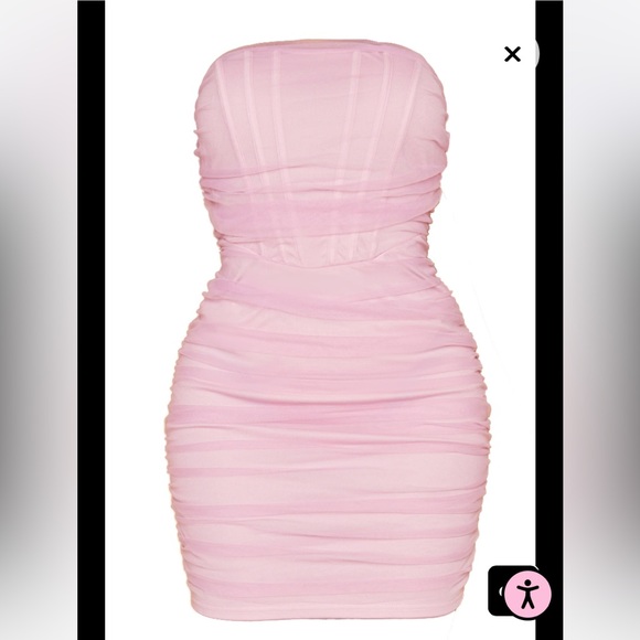 NWOT Shape Mauve Mesh Corset Ruched Bodycon Dress - Picture 3 of 5